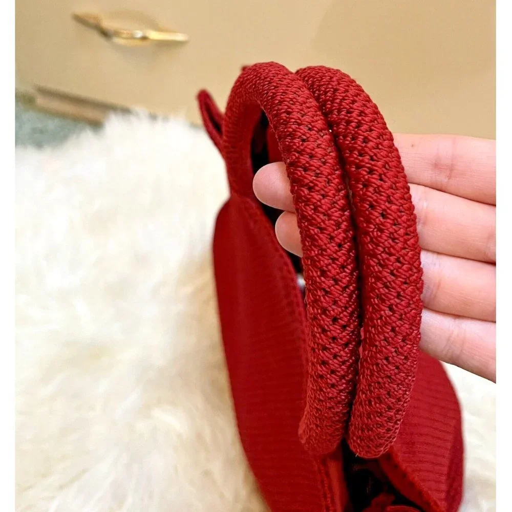 VINTAGE BOHO INDIE RUSTIC COTTAGE CORE THE SAK RED CROCHET HAND BAG TOTE PURSE - Picture 7 of 10